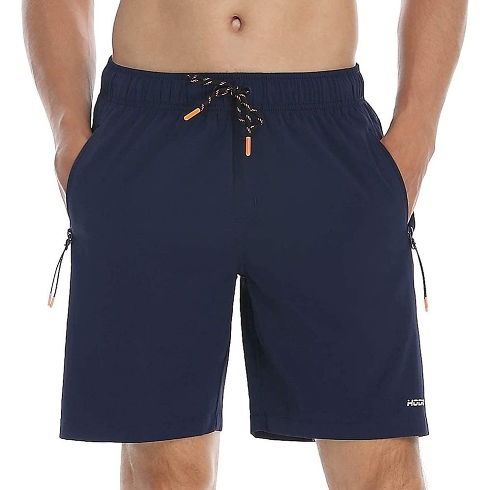 NWT HODOSPORTS Mens No Liner‎ Swim Trunks Quick-Dry with Zipper Pockets Size Med